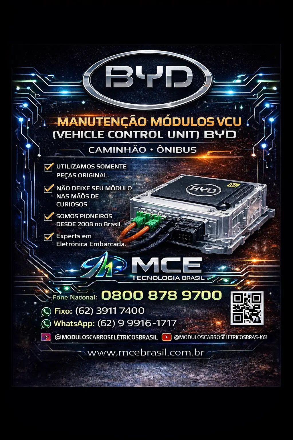 ASSISTÊNCIA TÉCNICA DE MÓDULOS VCU BYD CAMINHÃO ONIBUS BRASIL