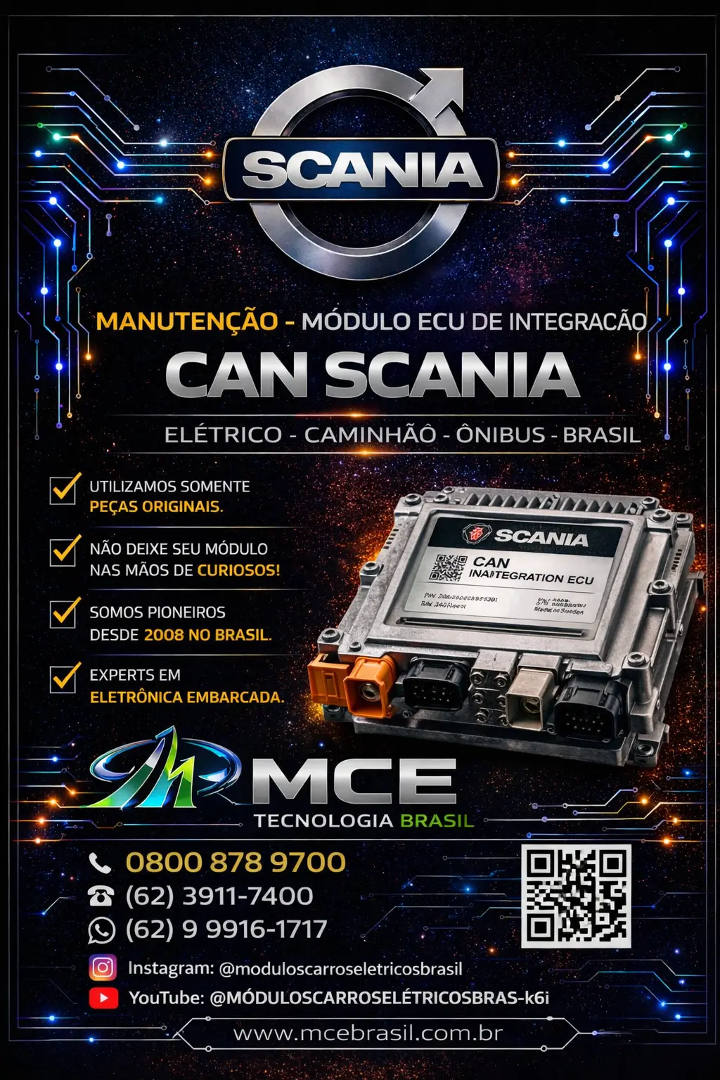DIAGNÓSTICO DE MÓDULO ECU DE INTERGAÇÃO CAN SCANIA ELETRICO CAMINHÃO ONIBUS BRASIL