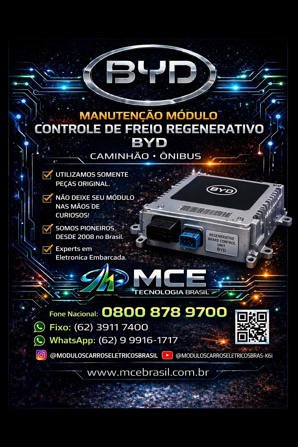 DIAGNÓSTICO DE MÓDULOS DE FREIO REGENERATIVO BYD CAMINHÃO ONIBUS BRASIL