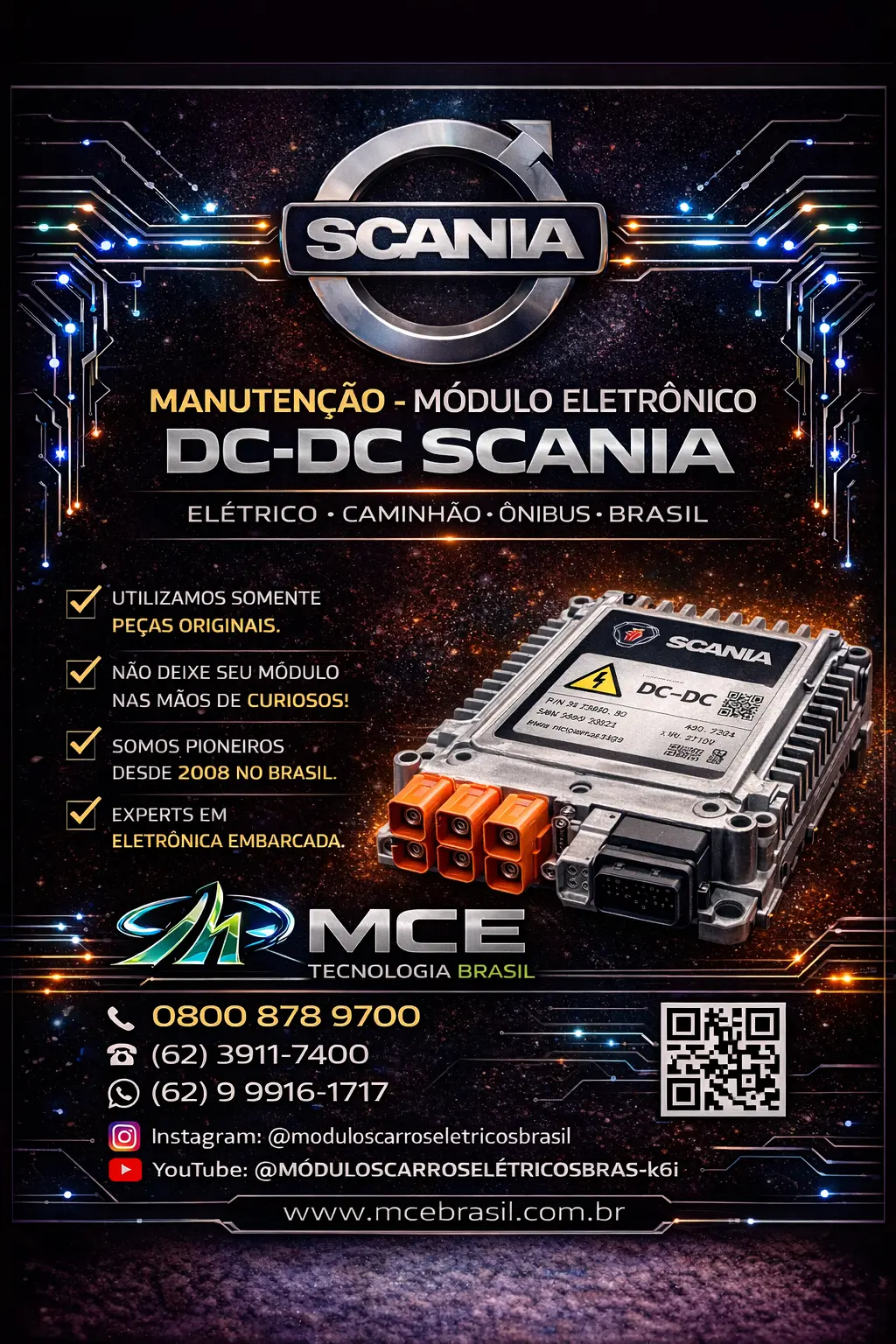 DIAGNÓSTICO MÓDULO DC DC SCANIA ELETRICO CAMINHÃO ONIBUS BRASIL