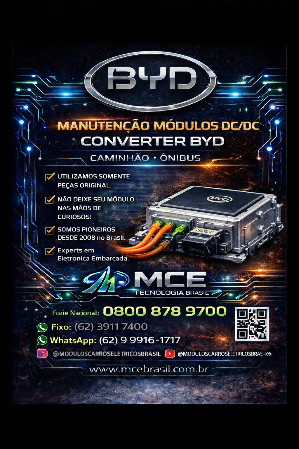 ESPECIALIZADA MÓDULOS DC DC BYD CAMINHÃO ONIBUS BRASIL