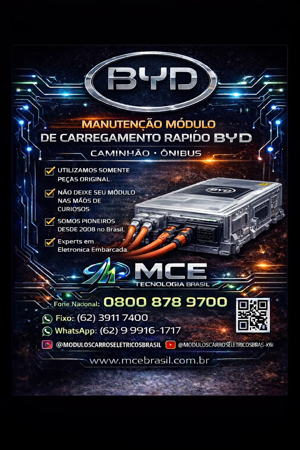 MANUTENÇÃO MÓDULOS DE CARREGAMENTO RÁPIDO BYD CAMINHÃO ONIBUS BRASIL