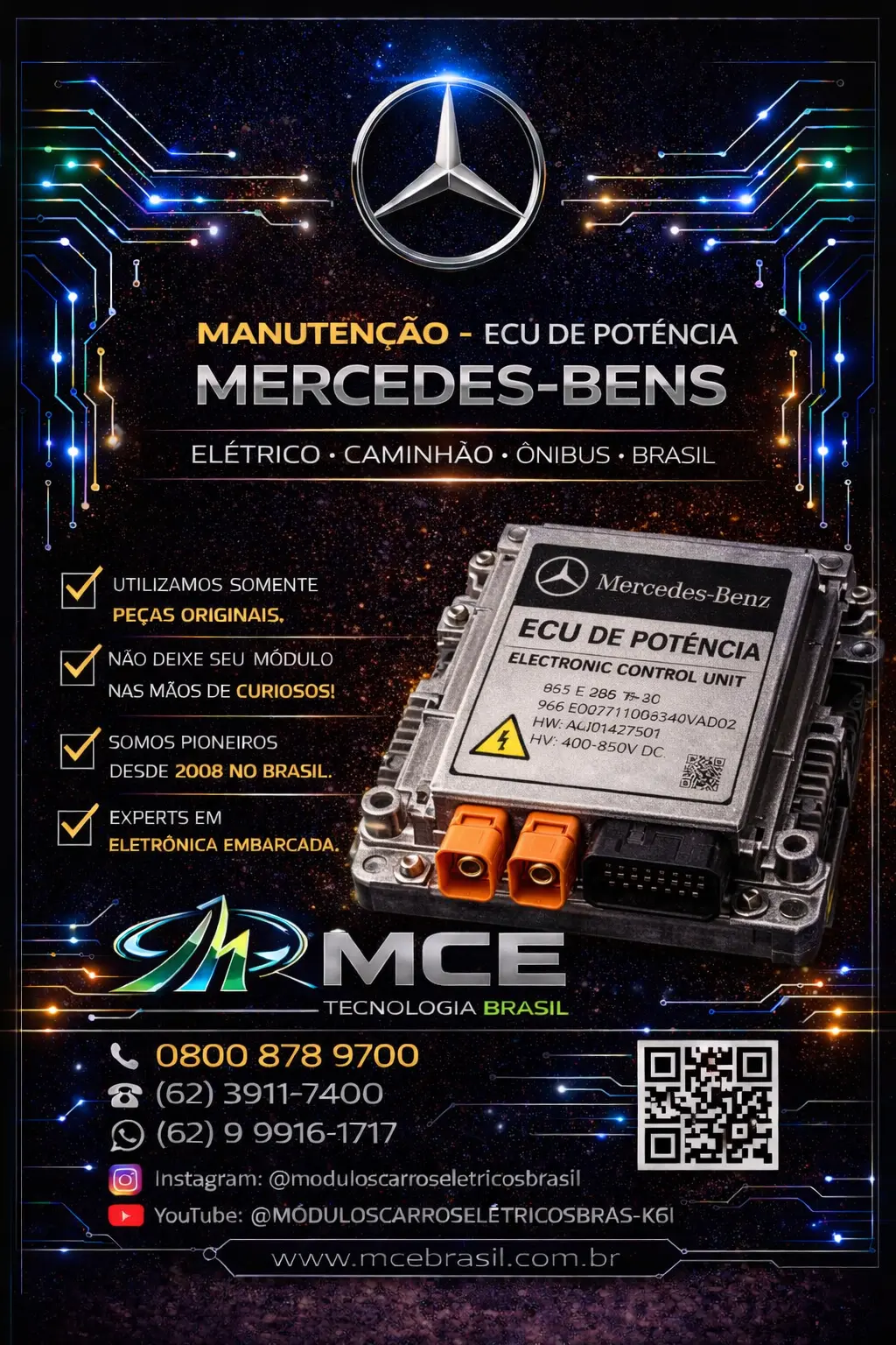 REVISÃO DE MÓDULO ECU DE POTENCIA MERCEDES BENS ONIBUS CAMINHÃO ELETRICO BRASIL
