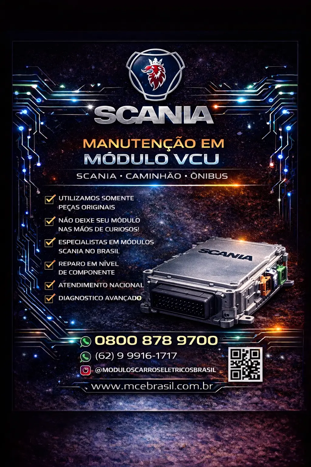 REVISÃO DE MÓDULO VCU SCANIA ELETRICO CAMINHÃO ONIBUS BRASIL
