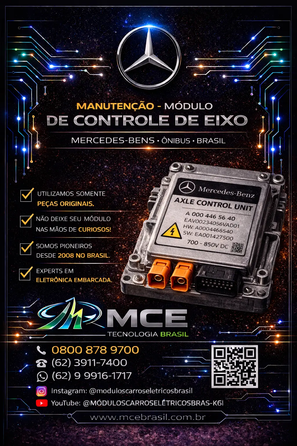 SERVIÇO DE MÓDULO DCONTROLE DE EIXO MERCEDES BENS ONIBUS CAMINHÃO ELETRICO BRASIL