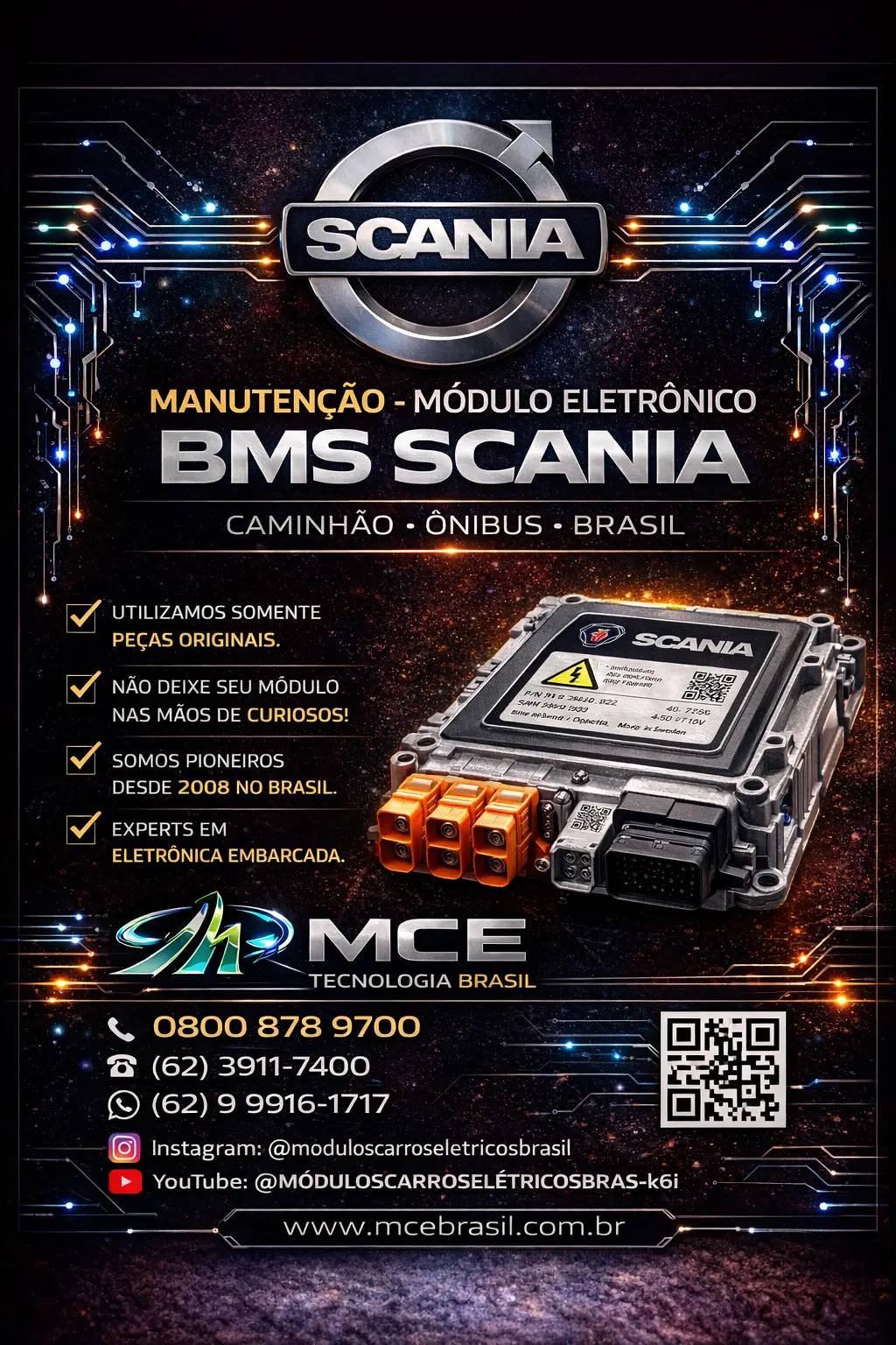 SERVIÇO MÓDULO BMS SCANIA ELETRICO CAMINHÃO ONIBUS BRASIL