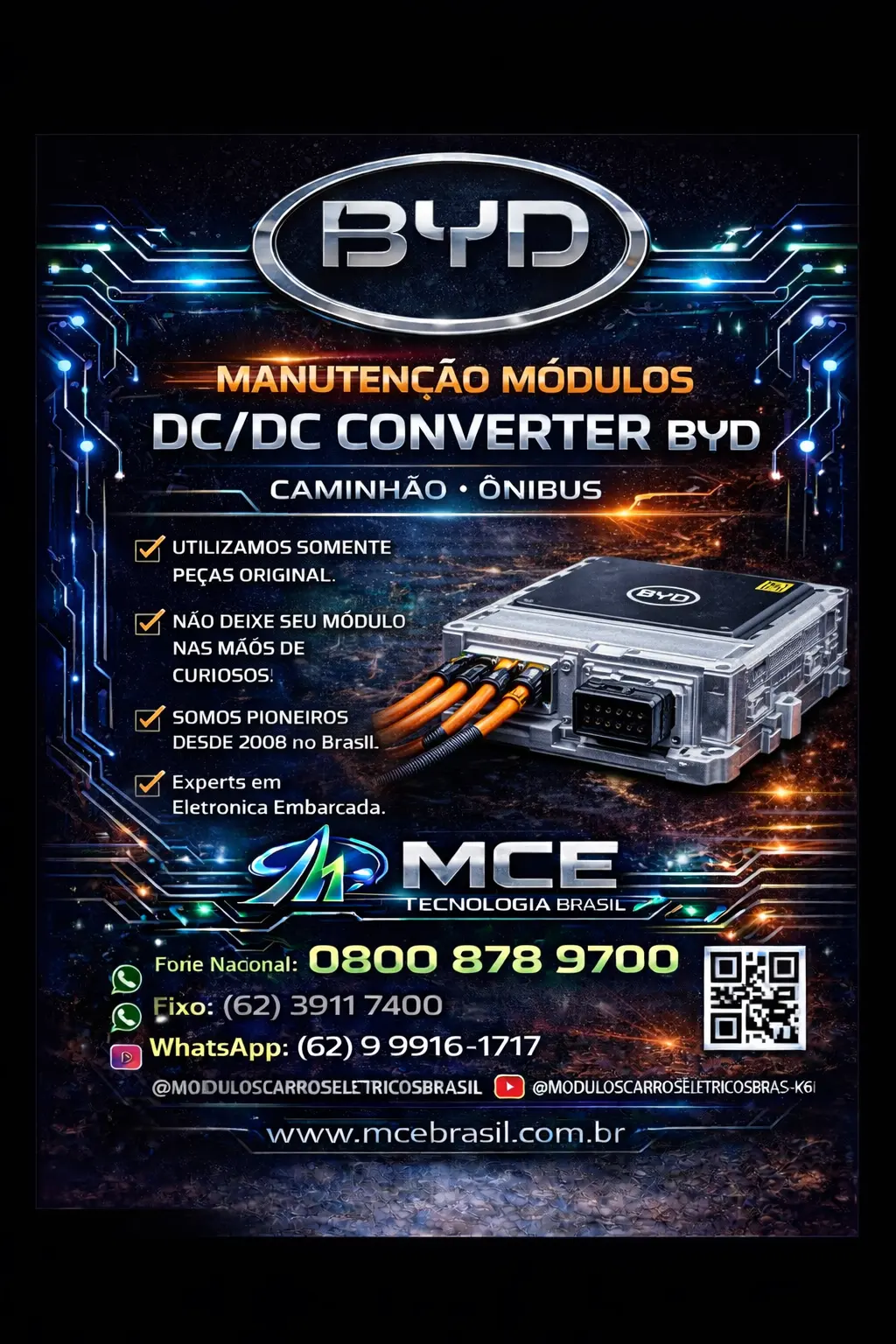 SERVIÇO MÓDULOS DC DC CONVERTER BYD CAMINHÃO ONIBUS BRASIL
