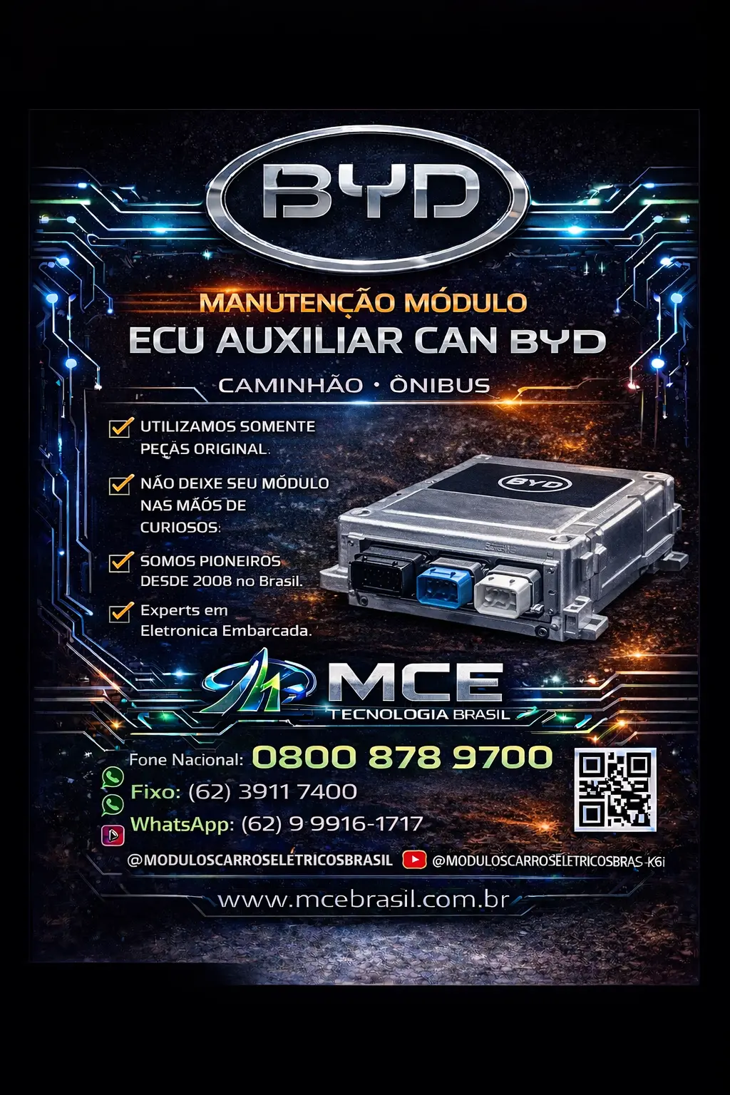 SOLUÇÃO PARA MÓDULOS DE ECU AUXILIAR CAN BYD CAMINHÃO ONIBUS BRASIL
