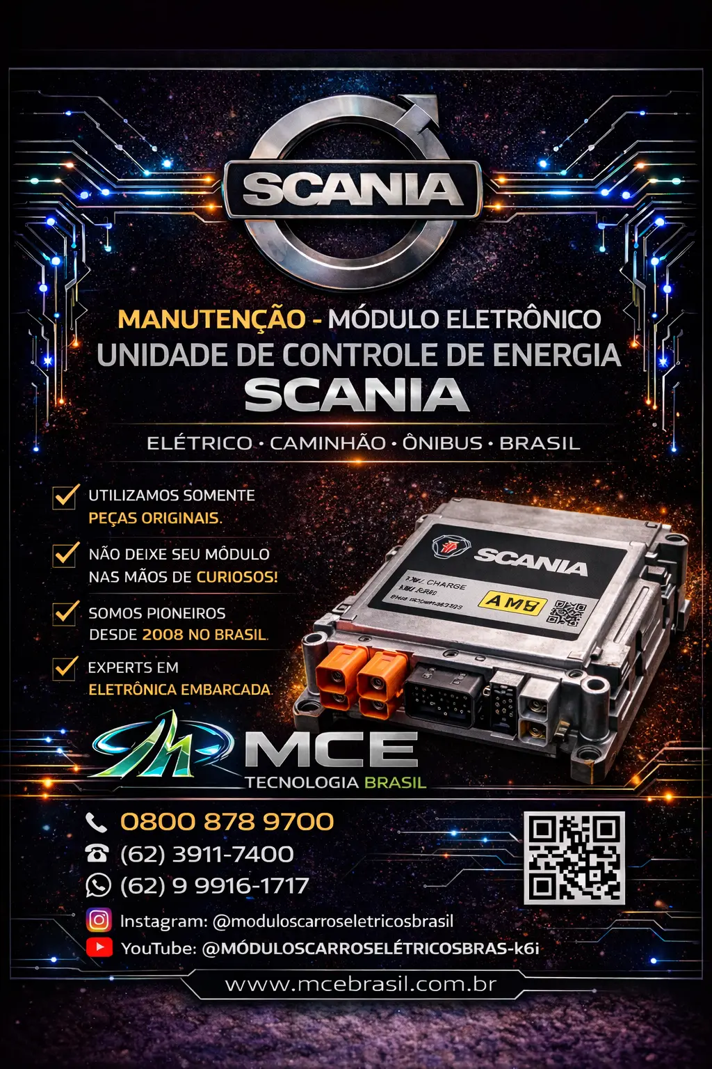 SUPORTE TÉCNICO MÓDULO UNIDADE DE CONTROLE DE ENERGIA SCANIA ELETRICO CAMINHÃO ONIBUS BRASIL