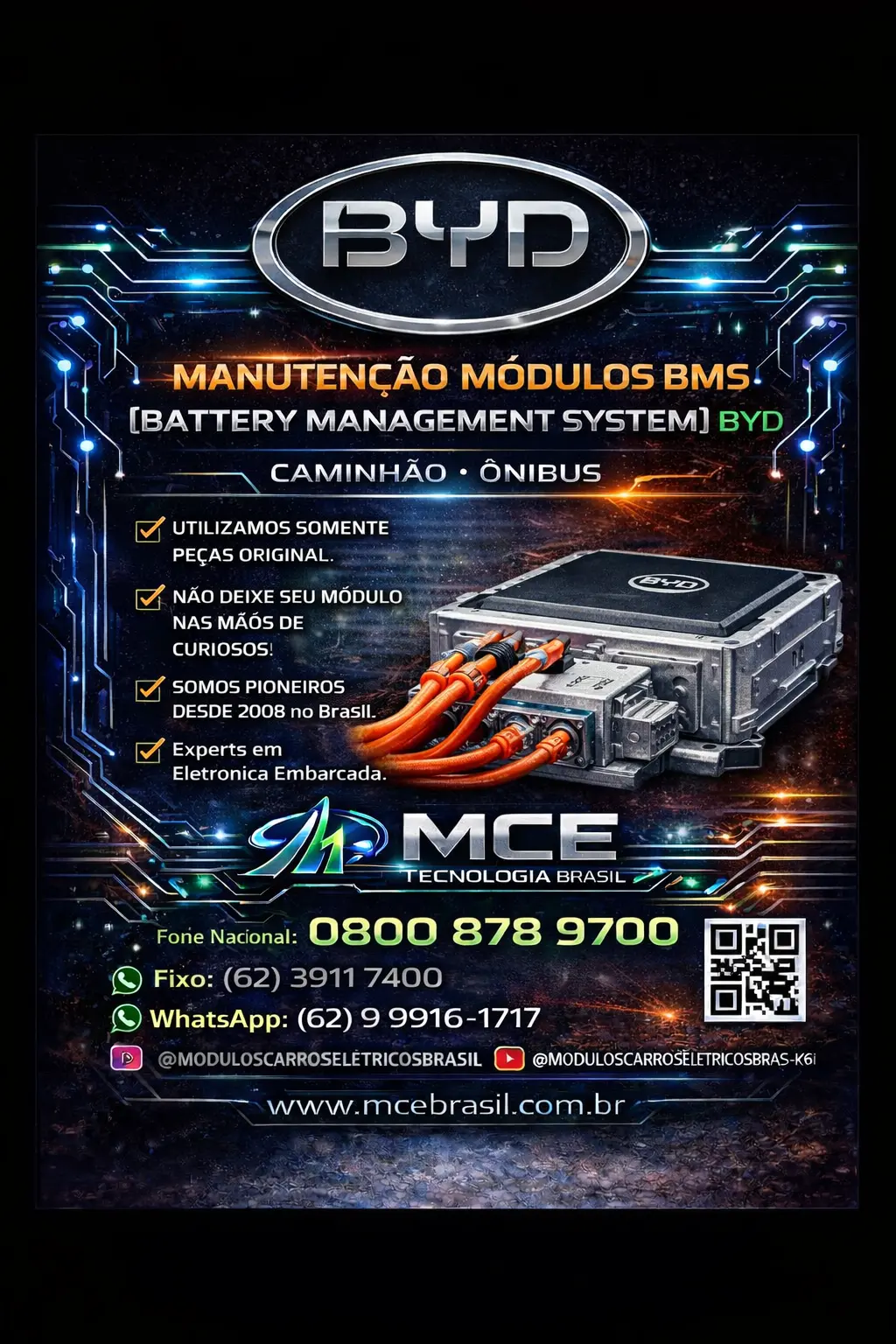 TÉCNICO ESPECIALISTA MÓDULOS BMS BYD CAMINHÃO ONIBUS BRASIL